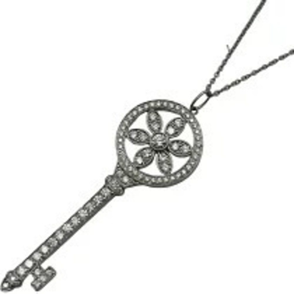Tiffany Co Daisy Key Necklace Platinum Diamond Sterling Silver